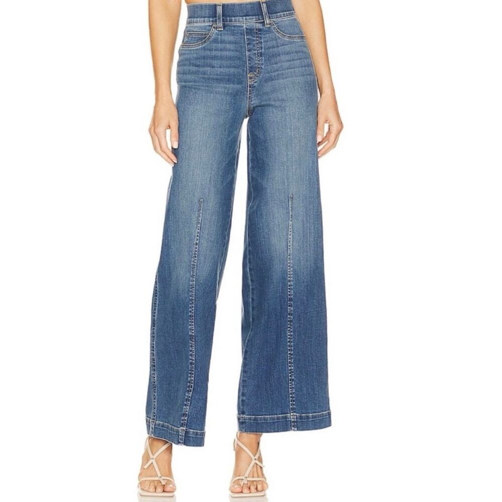 SPANX Seamed Front Wide Leg Pull-On Jeans in Vintage Indigo 20407Q Size XL *EUC
